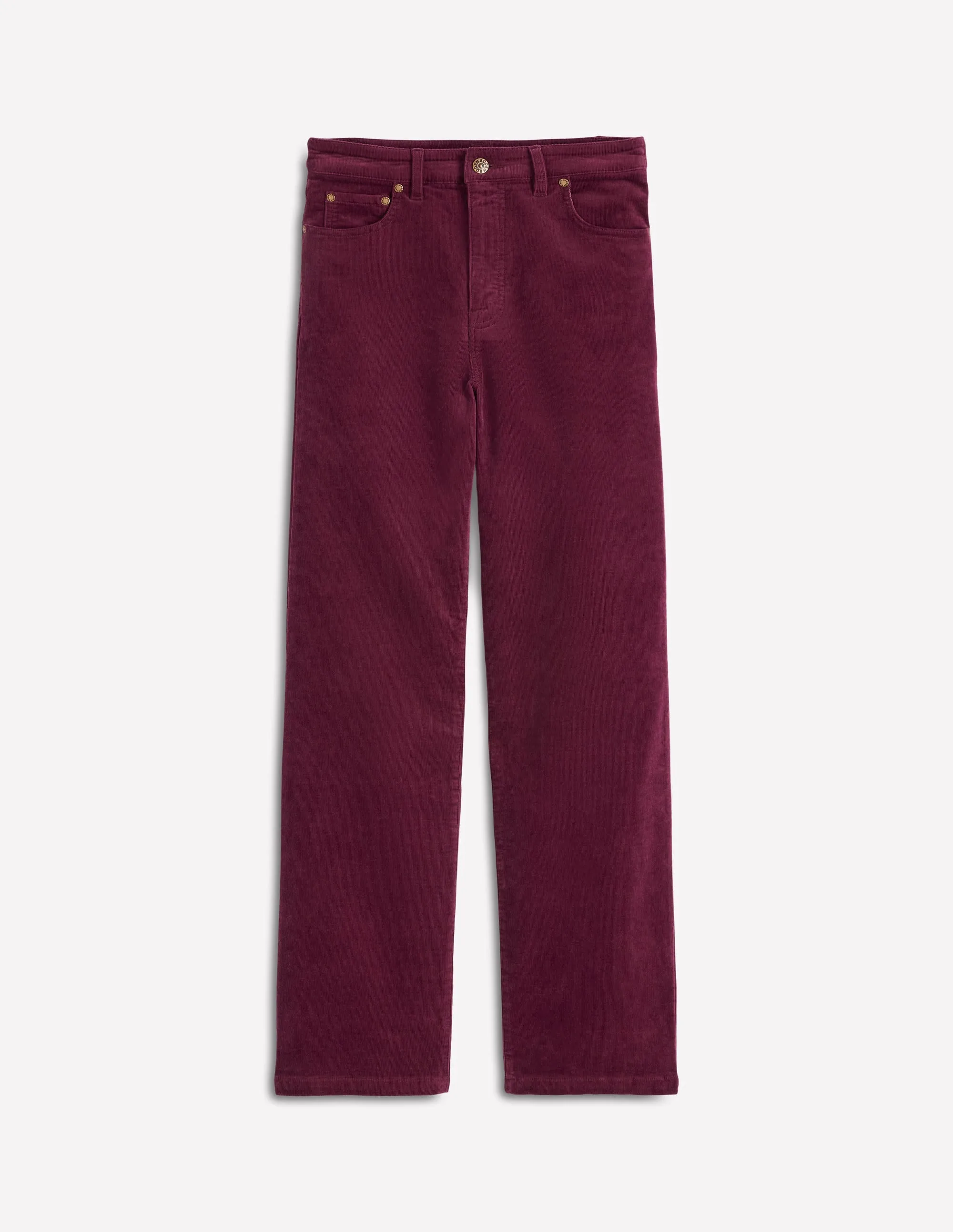 Walk Friendly Cozy Comfort 5-Pocket Cord Column Jeans-Burgundy