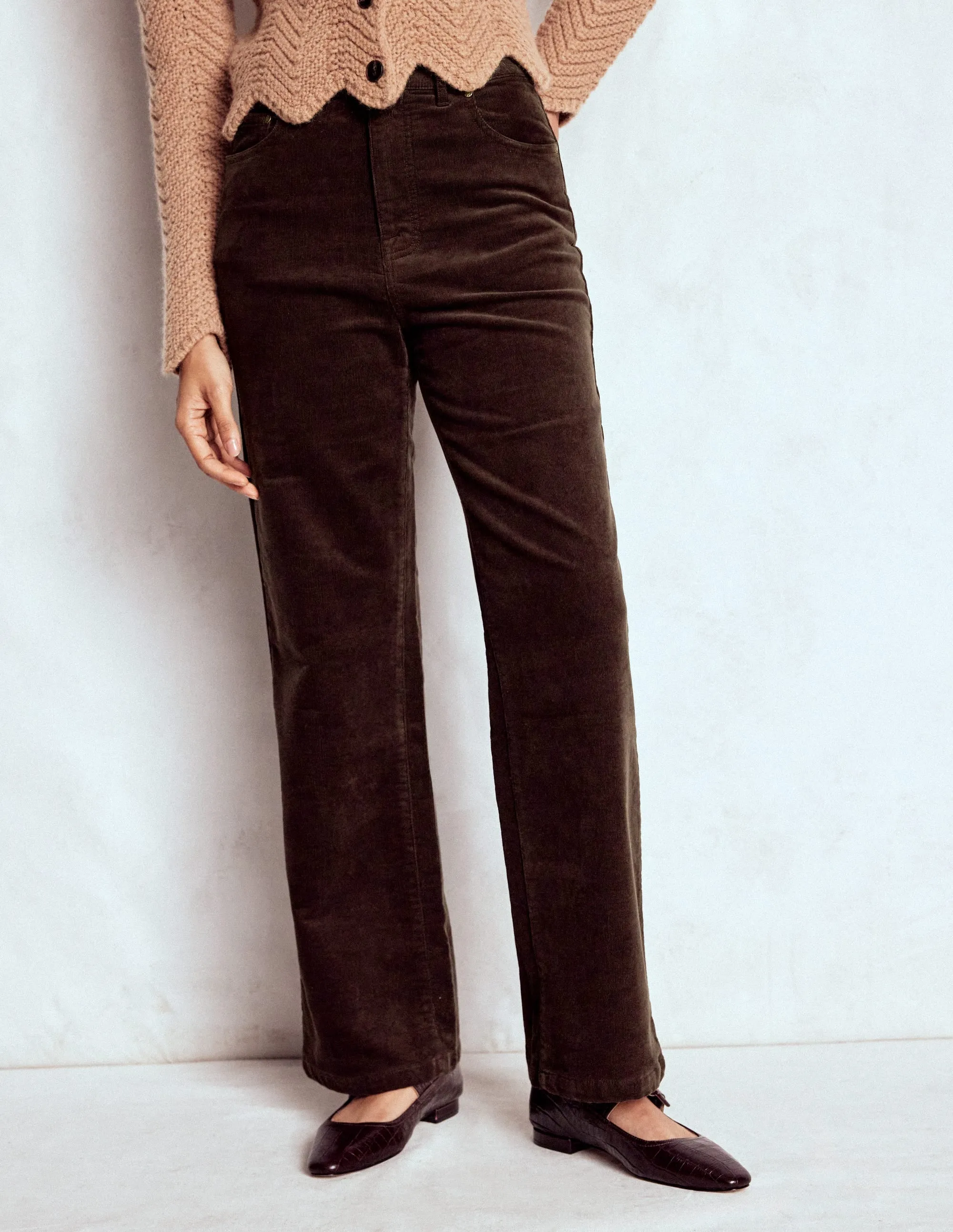 TearResistantPanels Anti Pilling Surface 5-Pocket Cord Column Jeans-Espresso