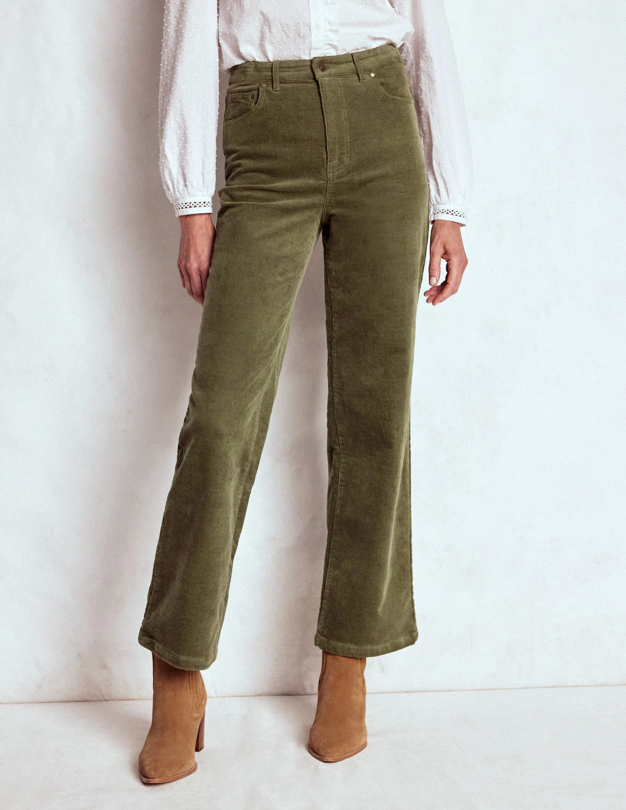 City Ready Perfectly Fit 5-Pocket Cord Column Jeans-Green