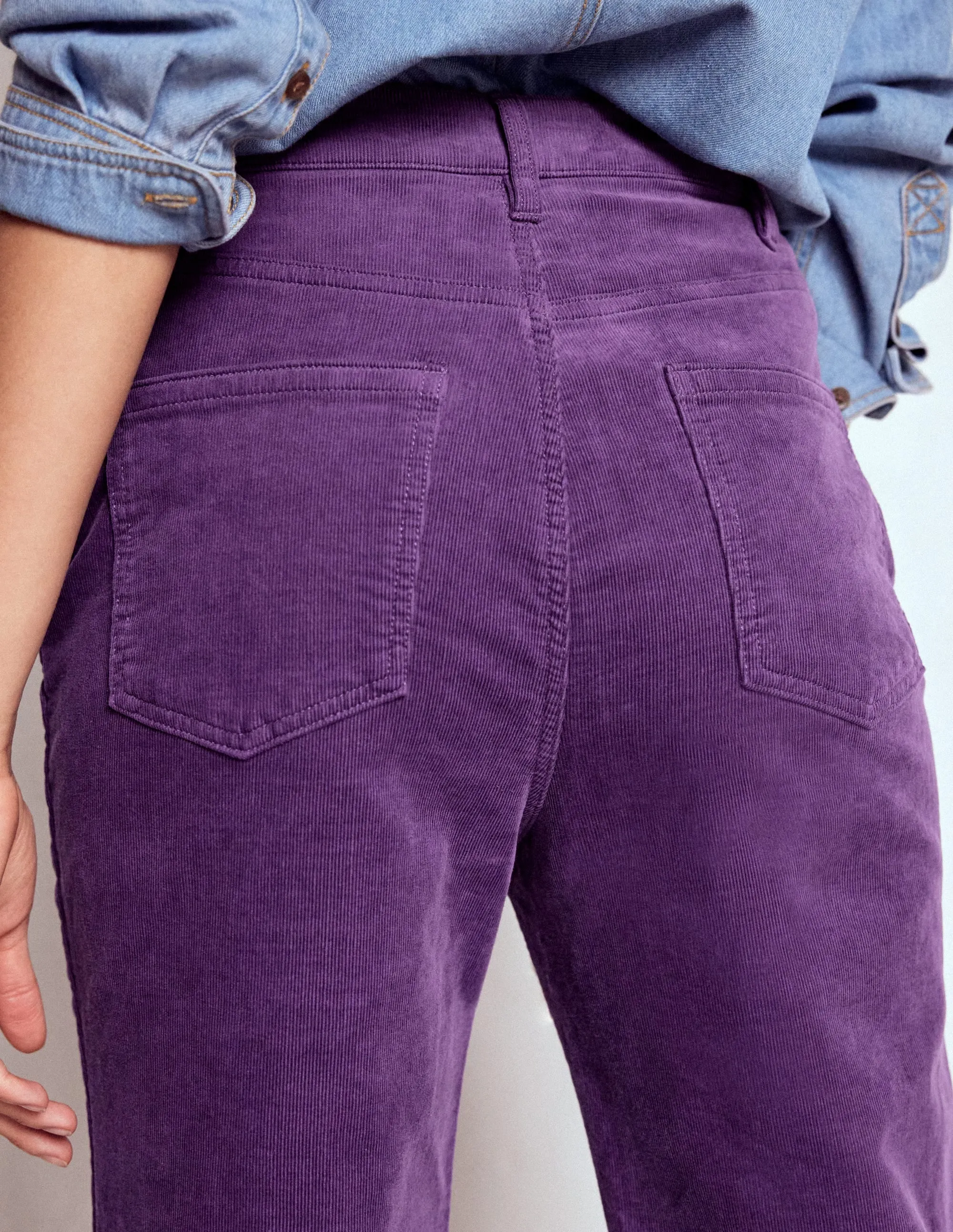 Timeless Comfort Wear City Wear 5-Pocket Cord Kick Jeans-Mystic Purple