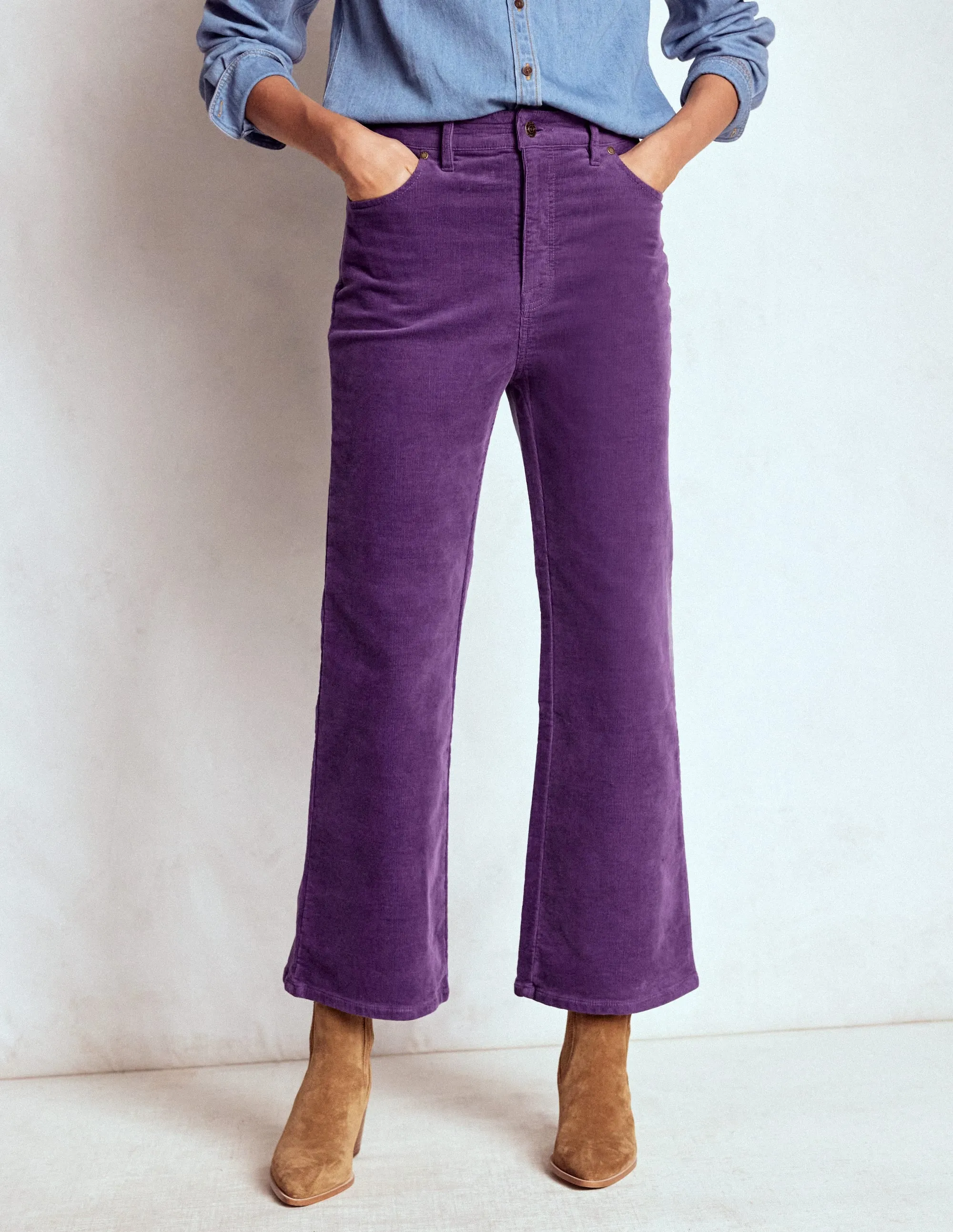 Adjustable drawstring Lightweight Wear 5-Pocket Cord Kick Jeans-Mystic Purple