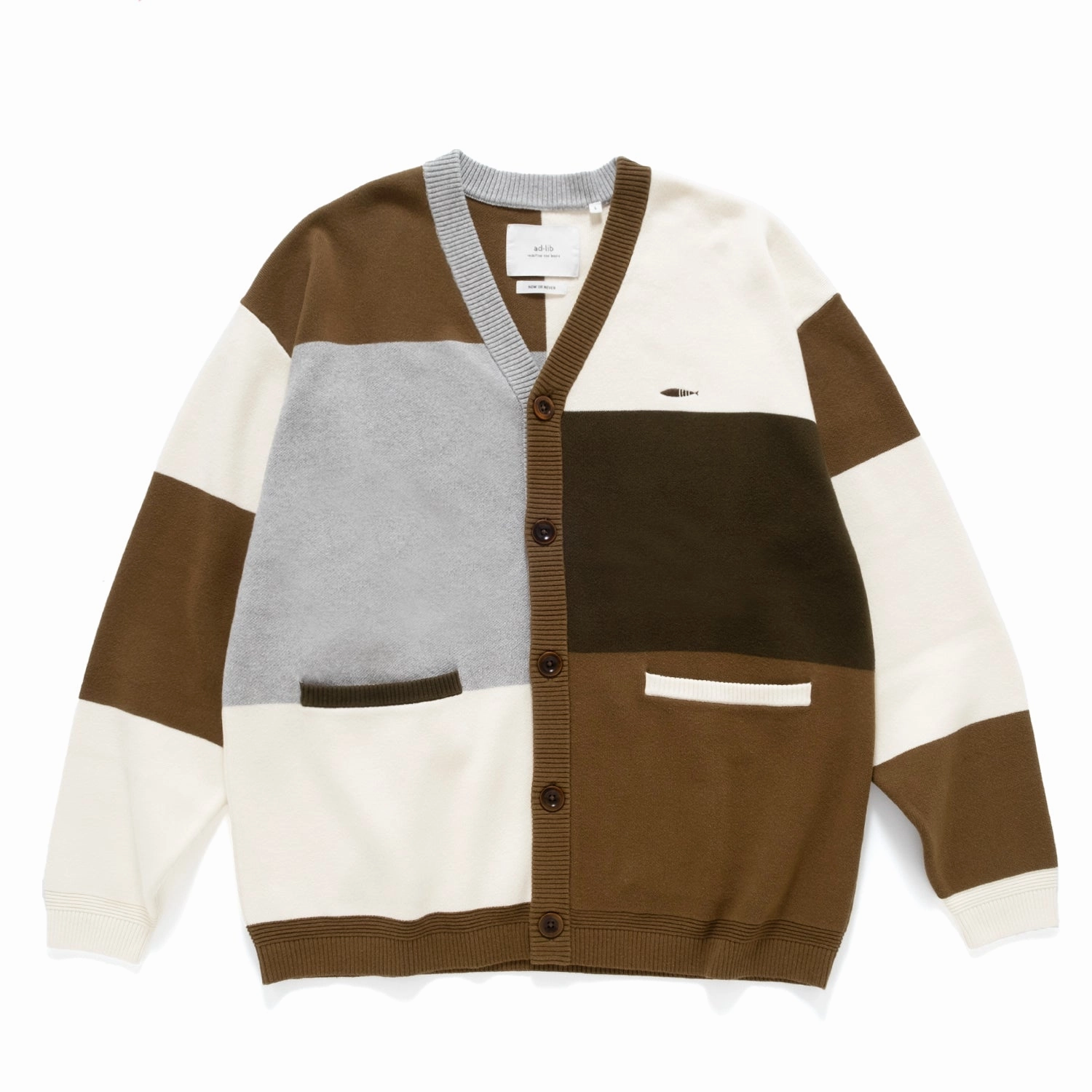 (CD095) Colorblock Cardigan Low Bulk Design Long Length