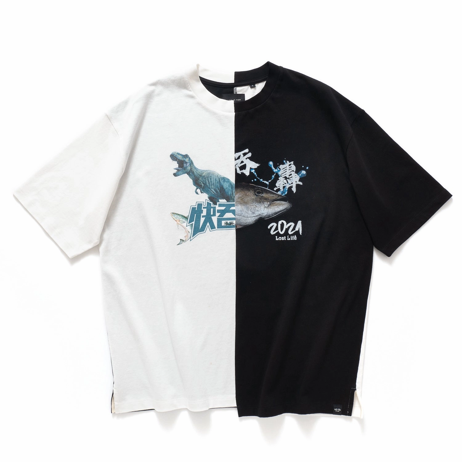 (EX271) Patchwork Photo Print Oversize Tee Casual Vibe Wear