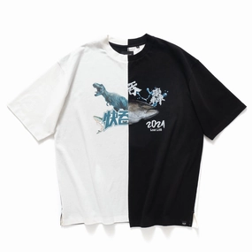 (EX271) Patchwork Photo Print Oversize Tee Soft Fit Wear Fashion Essential