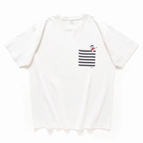 Loose Fit fade resistant color (EX592) Band Embroidery Pocket Tee