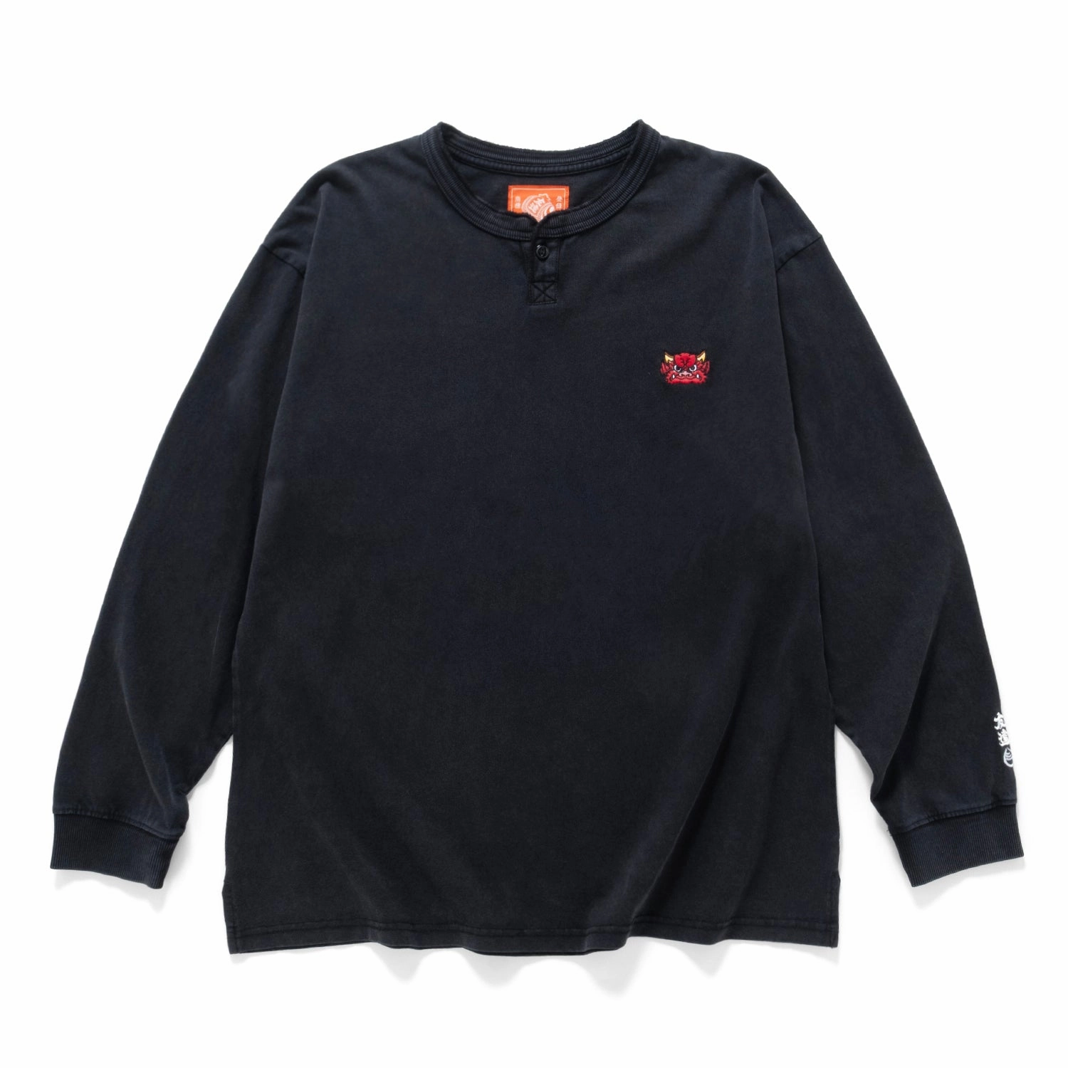 (EX612) Embroidery Henley Neck Long Sleeve Tee Trendy Top Perfect Fit Wear