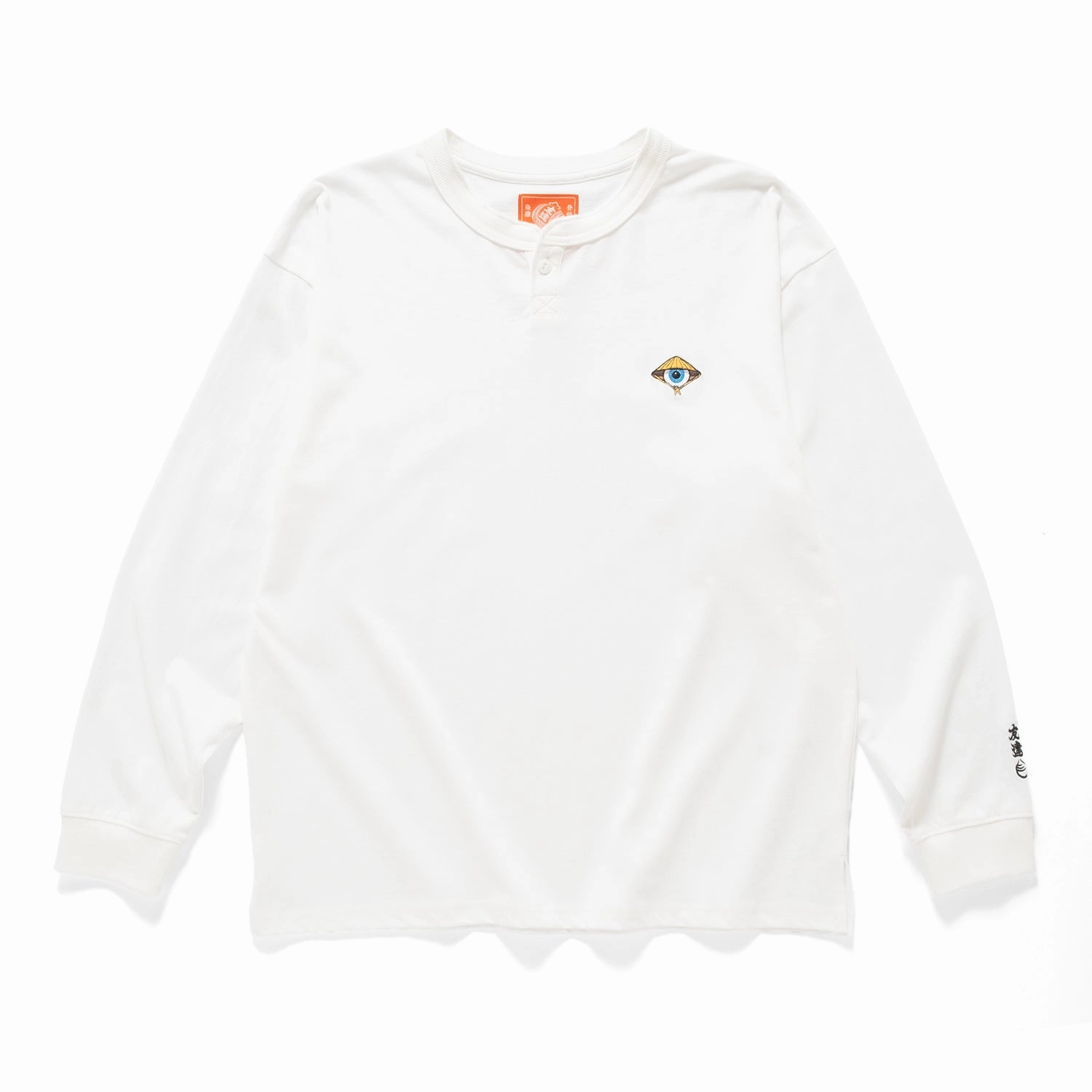RecycledBlend (EX612) Embroidery Henley Neck Long Sleeve Tee