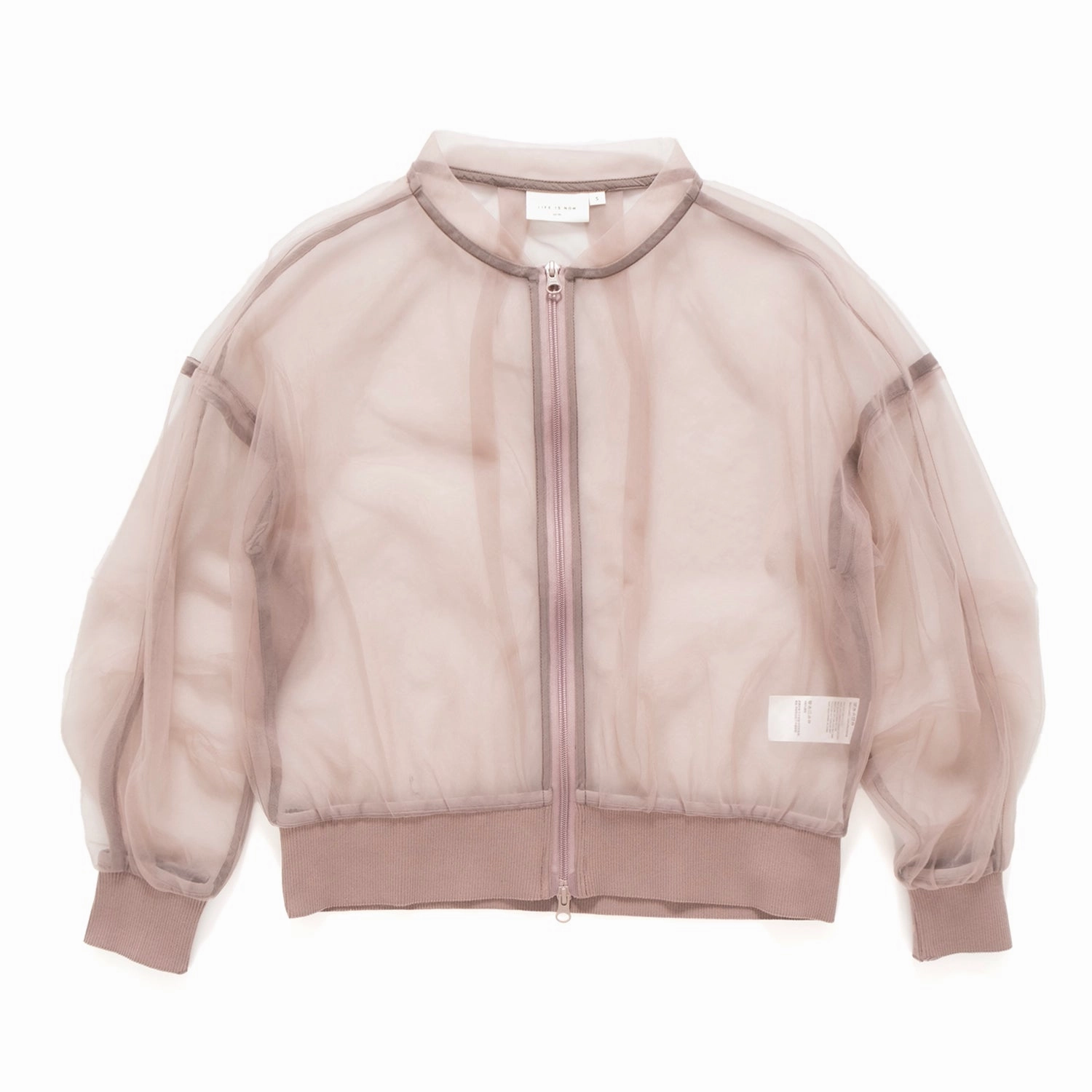 Quilted Stitching Pattern Double Layered Collar (JK375) See Through Layered Jacket Adjustable Waist Tabs