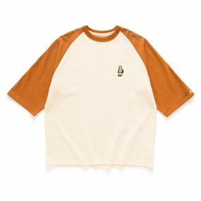 (TP1243) PJai Graphic Embroidery Raglan Tee V-Neck