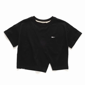 Collared Reinforced Shoulder (TP1425) Splited Cropped Tee