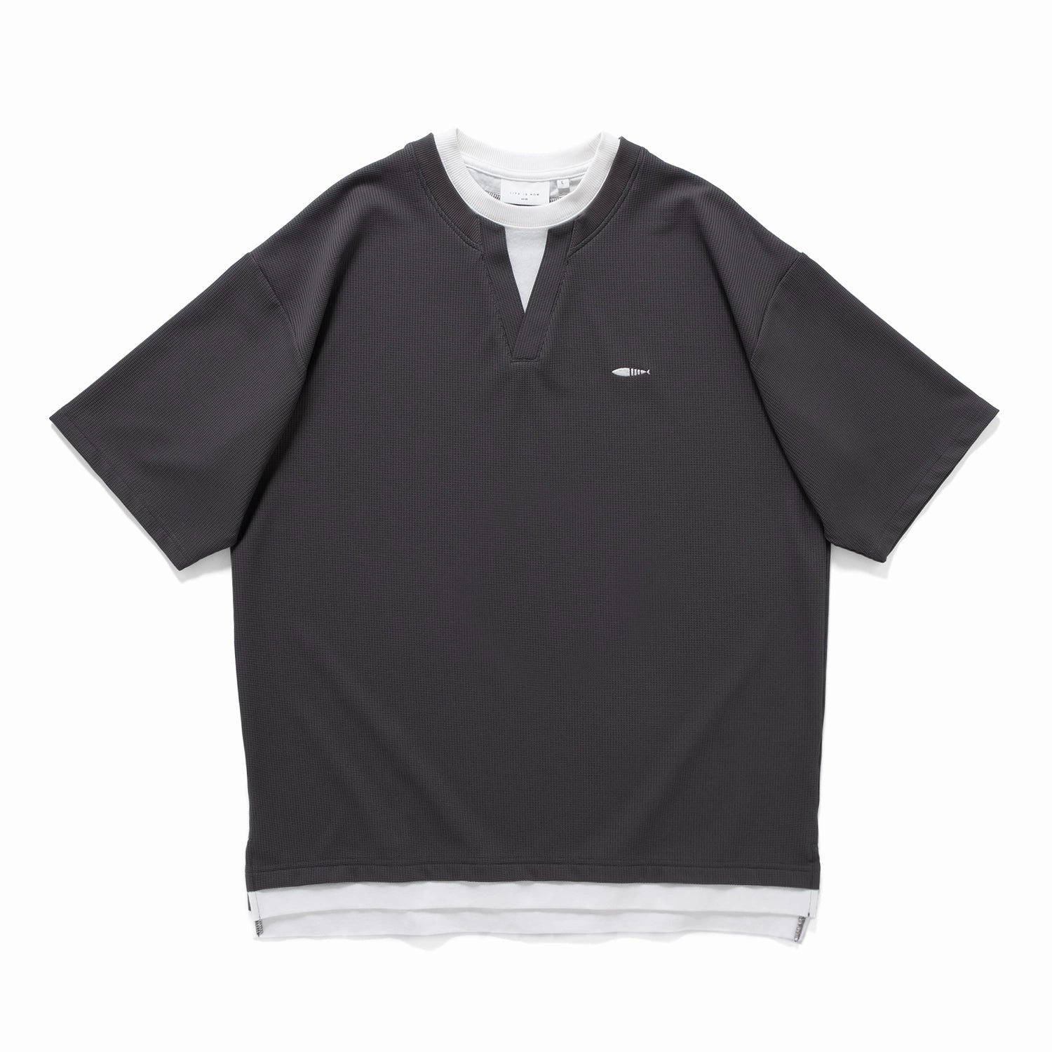 Sleep Non Irritating Tags (TP1560) Fake Layer V Neck Cool Touch Tee