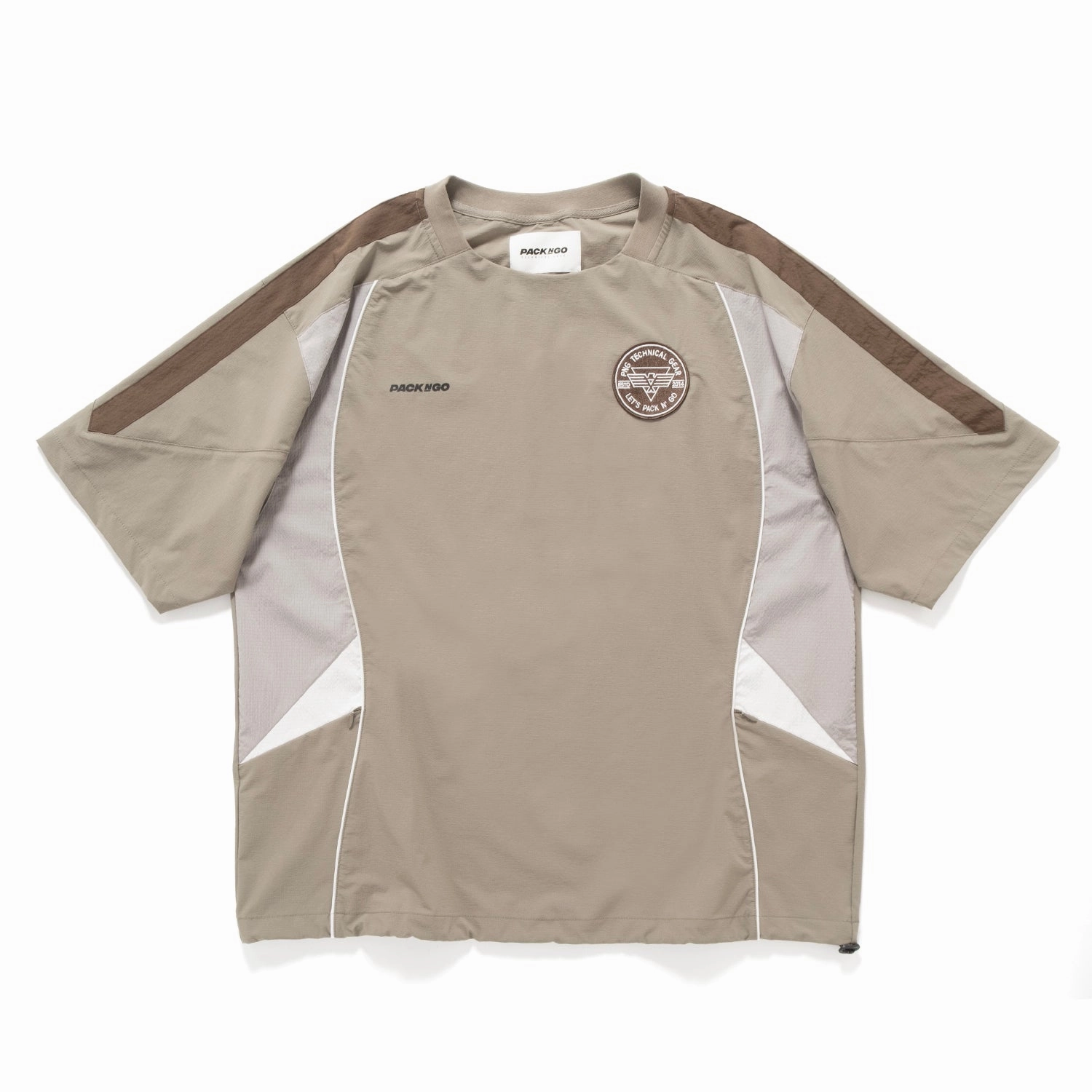 (TP1577) Tech Patchwork Jersey Tee Layering Piece Laser Cut Edges