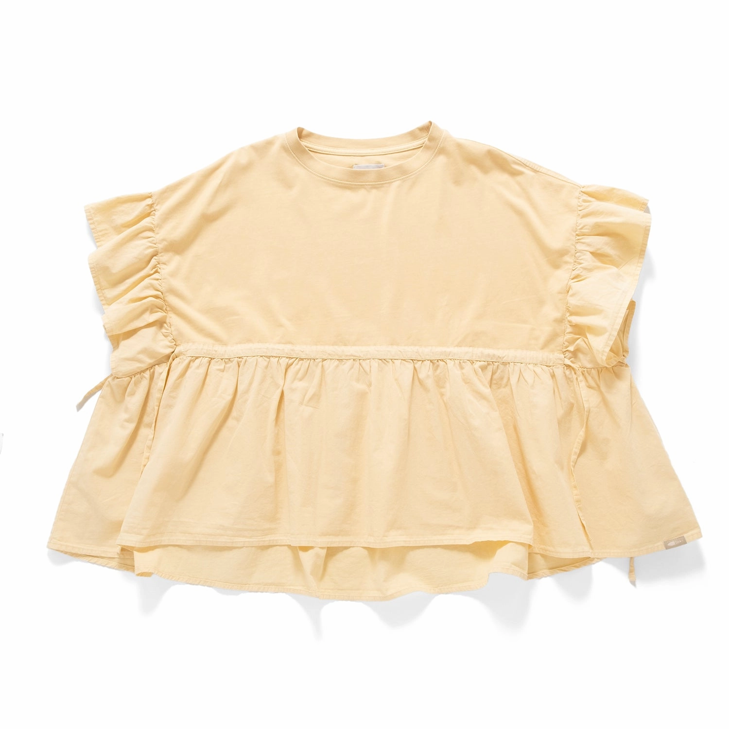 (TP1634) Garment Dye Wash Ruffles Top Elegant