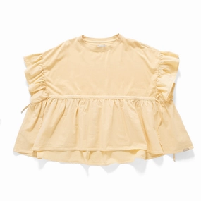 (TP1634) Garment Dye Wash Ruffles Top Elegant