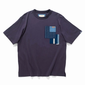(TP1637) Sashiko Pocket Tee loose but not baggy