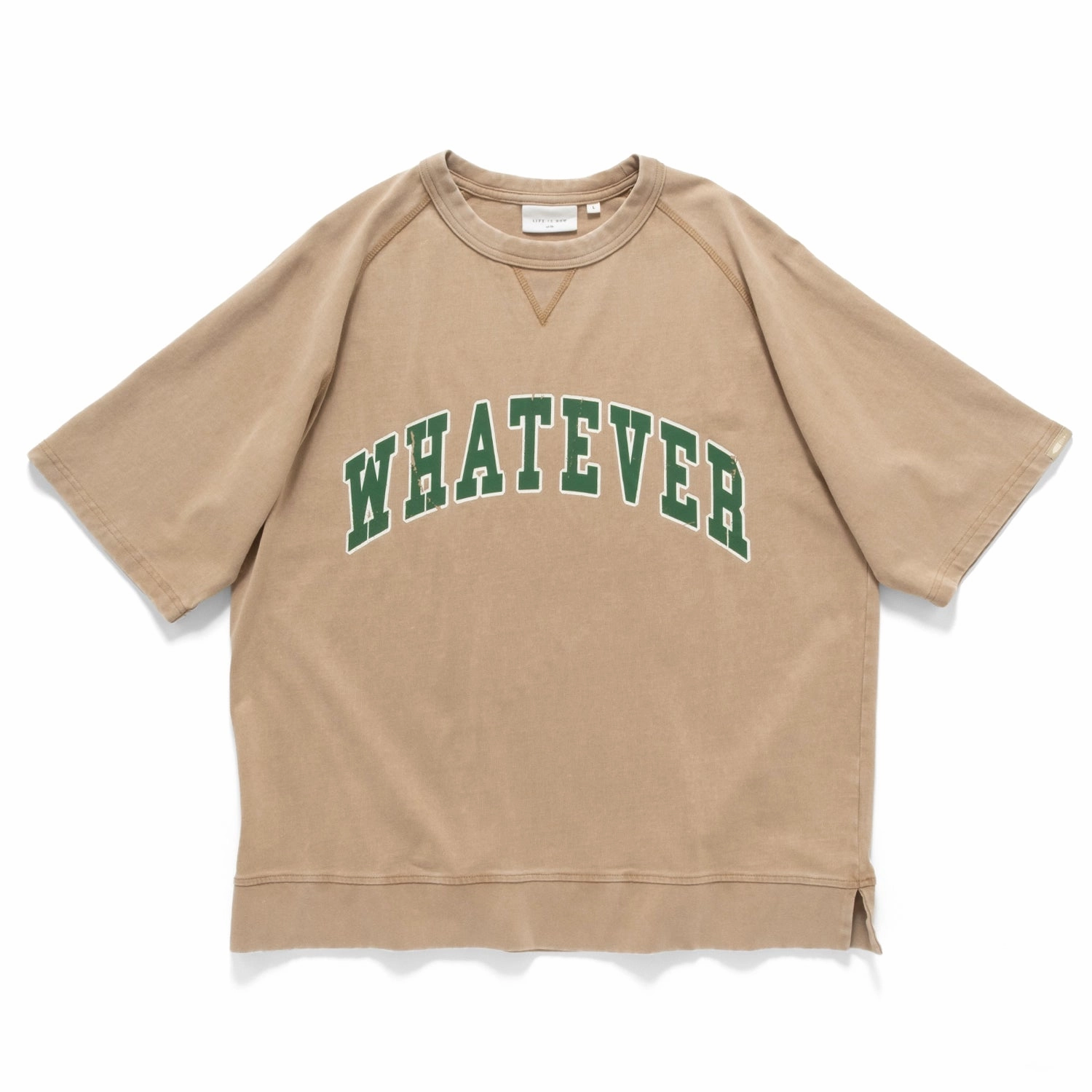 (TP1660) Washed College Sweat Tee Comfy All-Day Relaxed Look