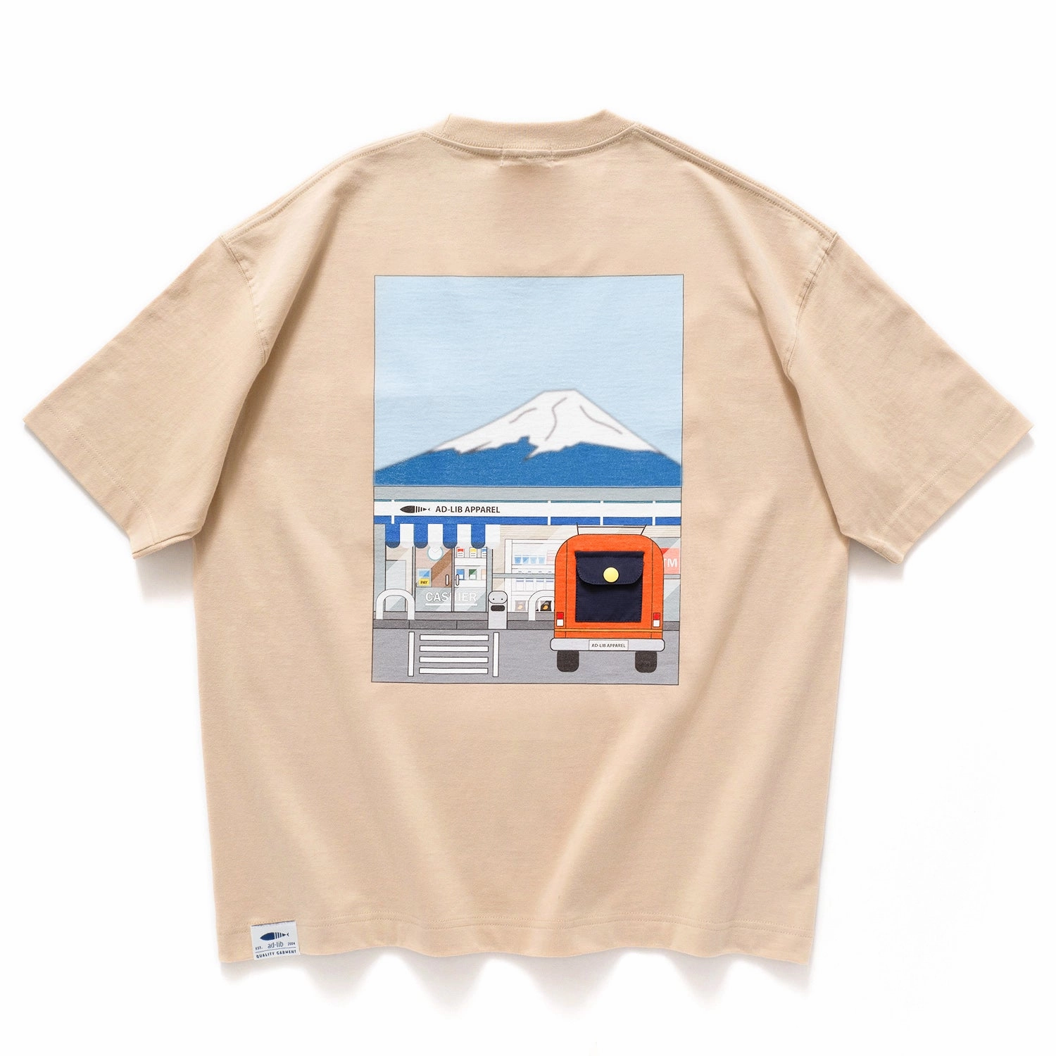 (ZT1034) Grocery Store Graphic Pocket Tee Multi Panel Design