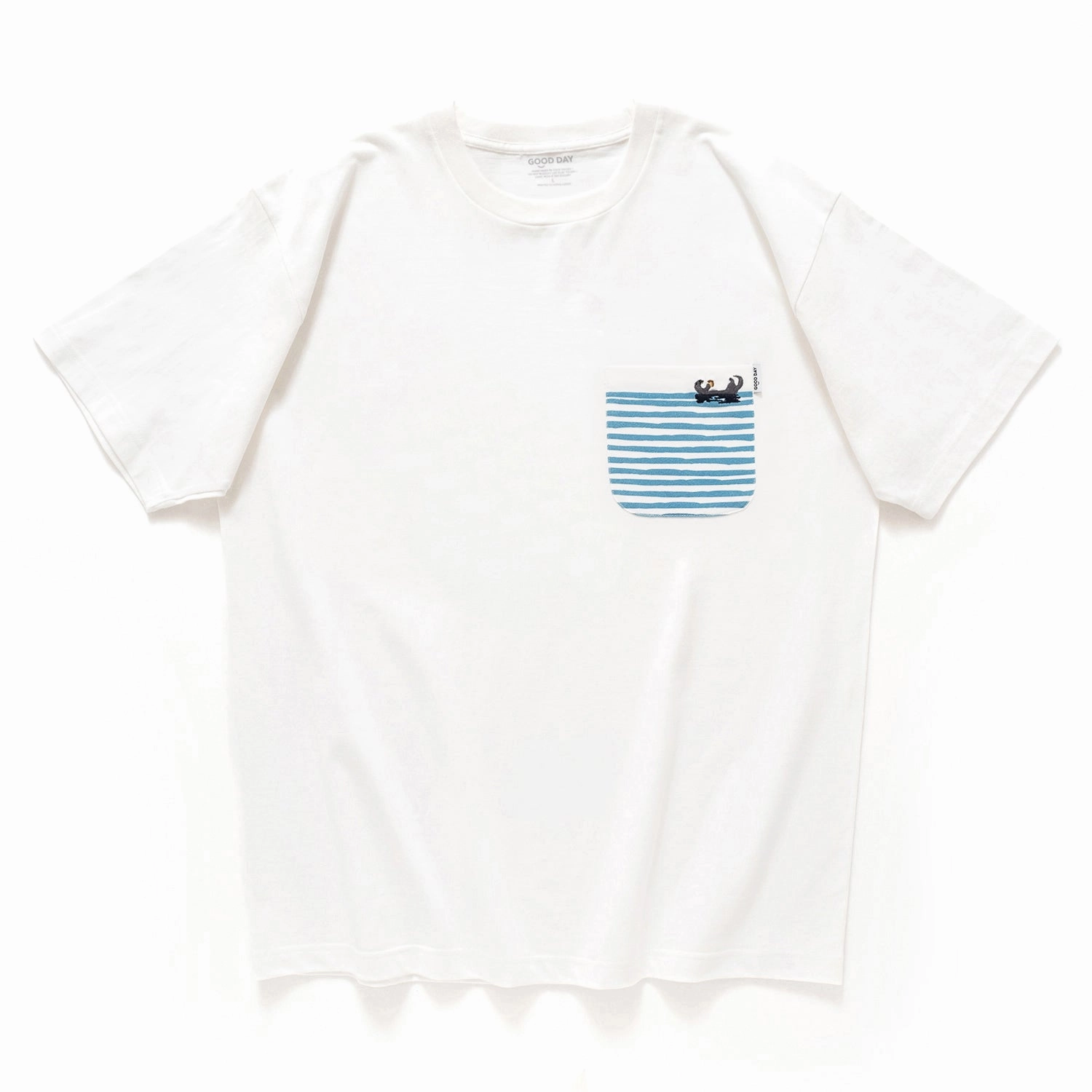 Abstract print (ZT1389) Otter Graphic Embroidery Pocket Tee