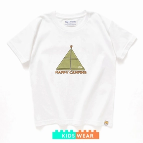 (ZT1393) Kids Happy Camping Graphic Tee Comfy All-Day