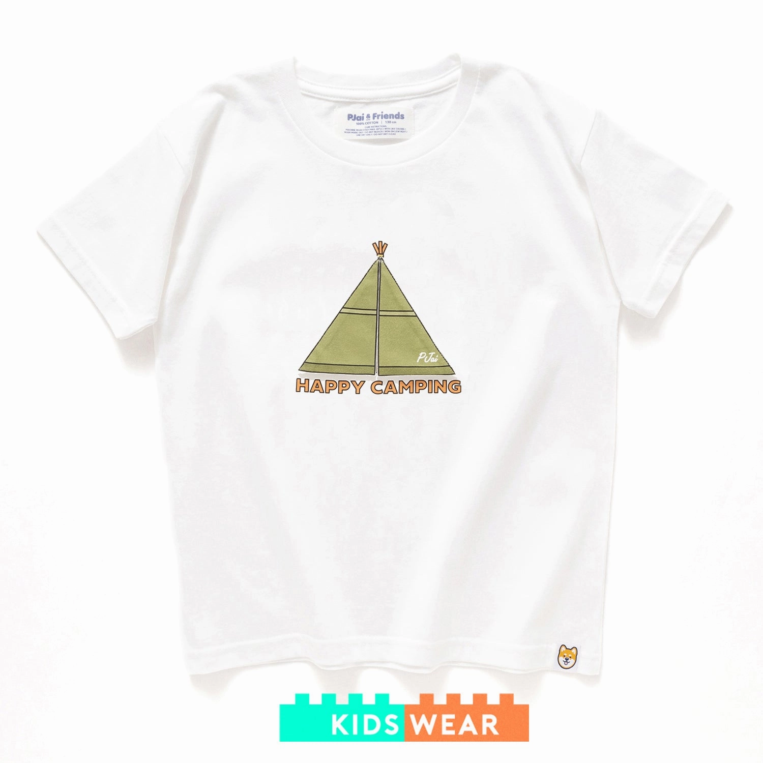 (ZT1393) Kids Happy Camping Graphic Tee No Fade Technology Tear Resistant Knit