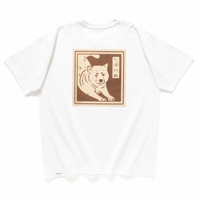 (ZT1403) Shiba Printmaking Patchwork Tee Versatile Comfort Style Neutral Color