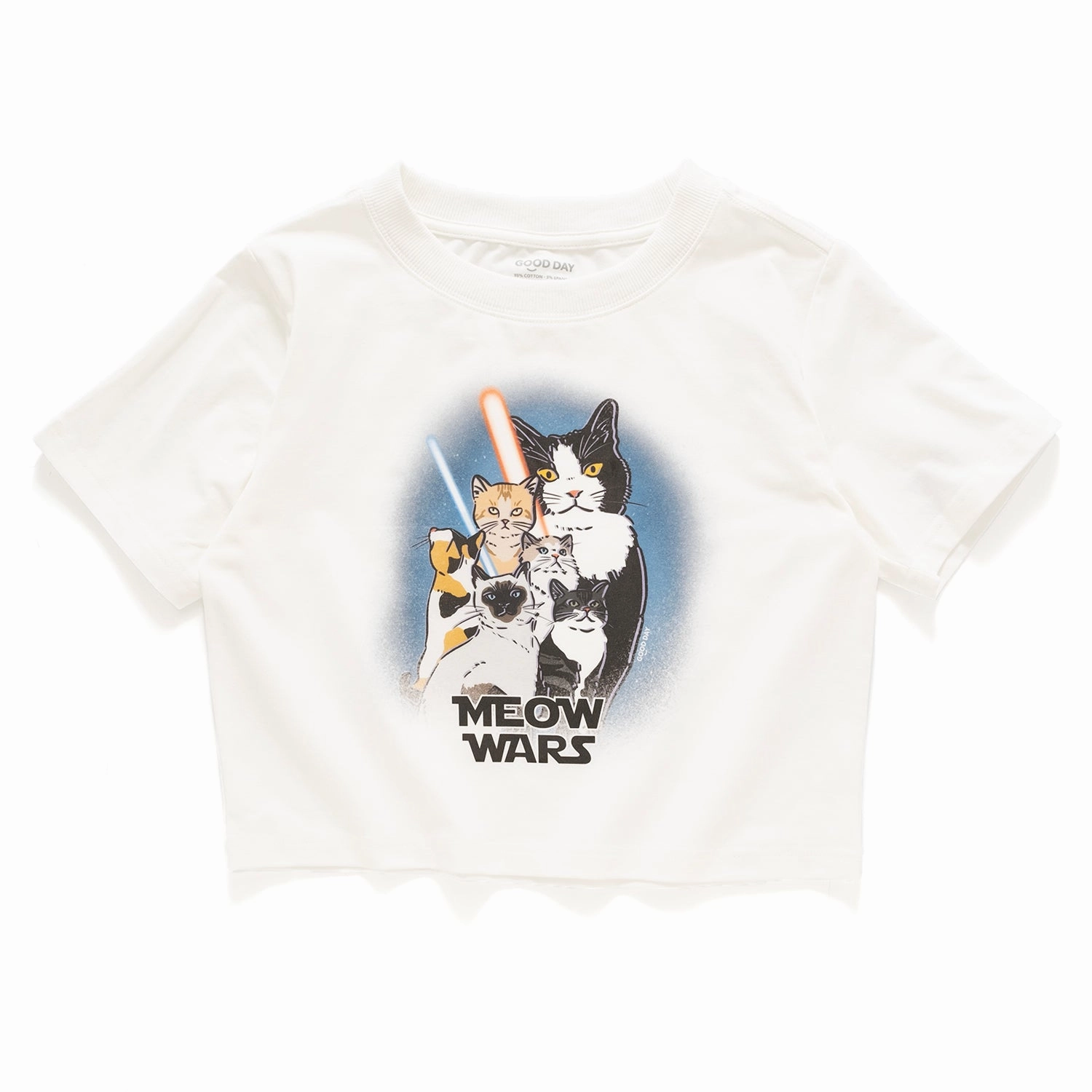 FadeResistant (ZT1408) MEOW WARS Graphic Cropped Tee