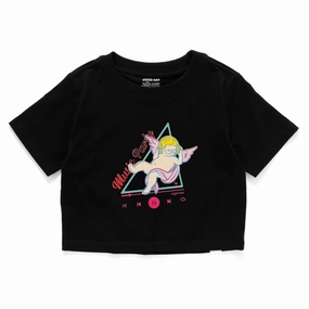 (ZT1419) Music Angel Graphic Cropped Tee polo neck Round neck simplicity
