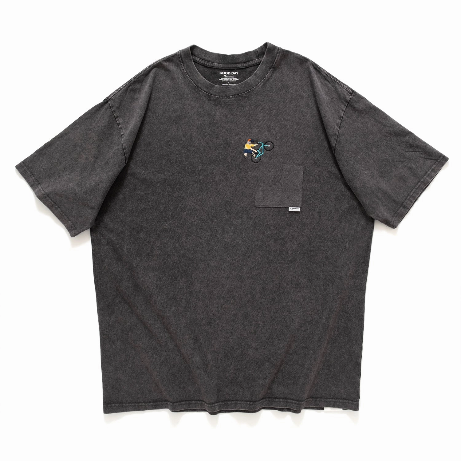 (ZT1432) X Game Graphic Embroidery Tee Pocket Design Versatile Outfit