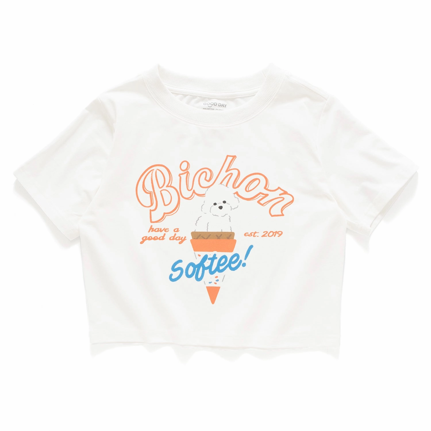 (ZT1460) Bichon Ice Cream Graphic Cropped Tee Urban Streetwear Everyday apparel