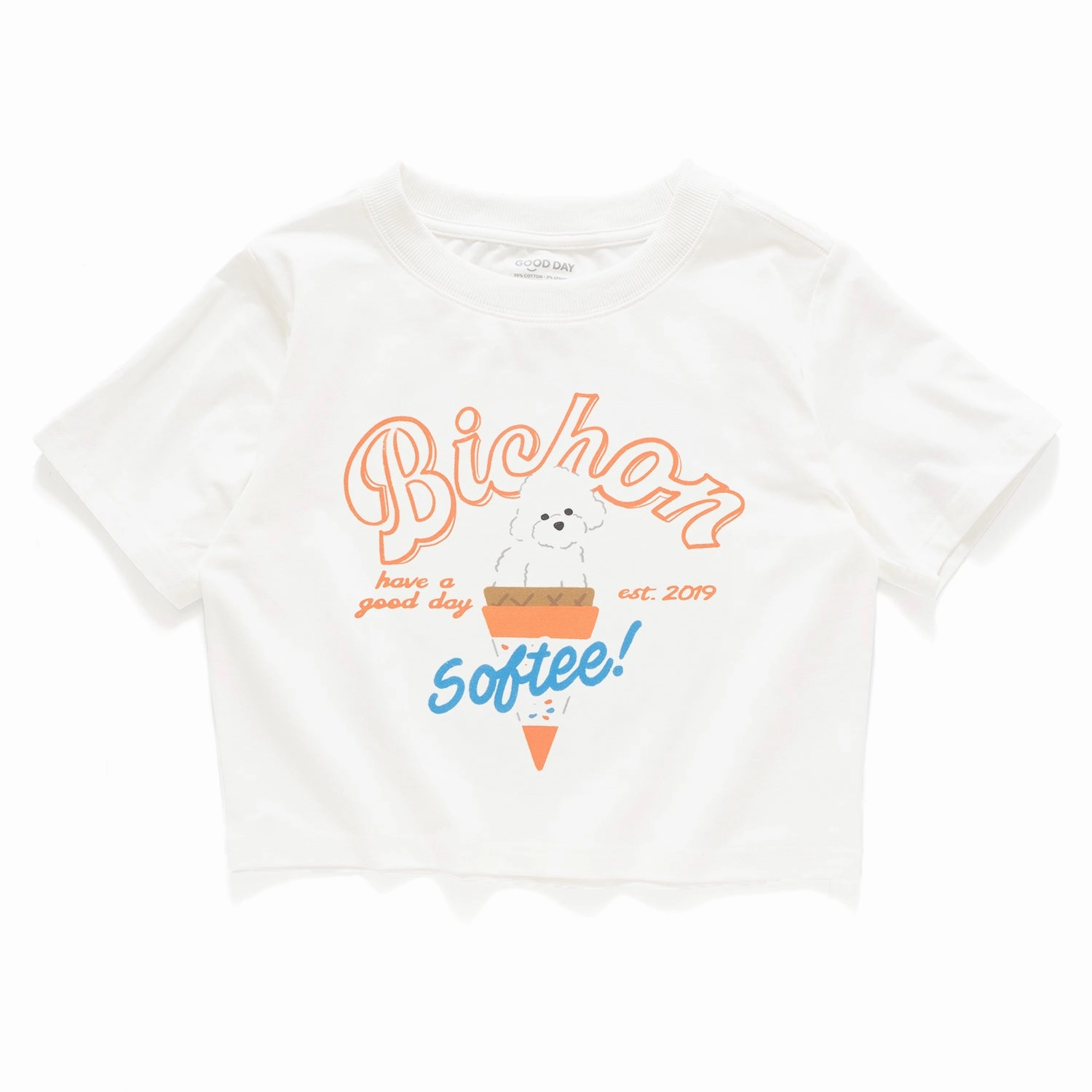 Breezy Design Urban Fashion Look (ZT1460) Bichon Ice Cream Graphic Cropped Tee