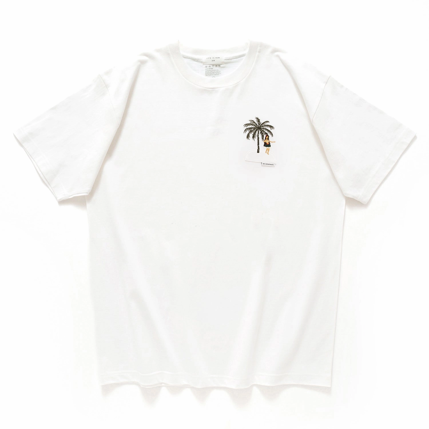 (ZT1481) Hawaiian Girl Palm Tree Embroidery Tee Active Fashion