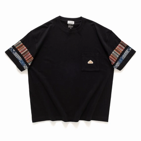 Stylish Day Wear (ZT1500) Knitted Patch Sleeve Pocket Tee