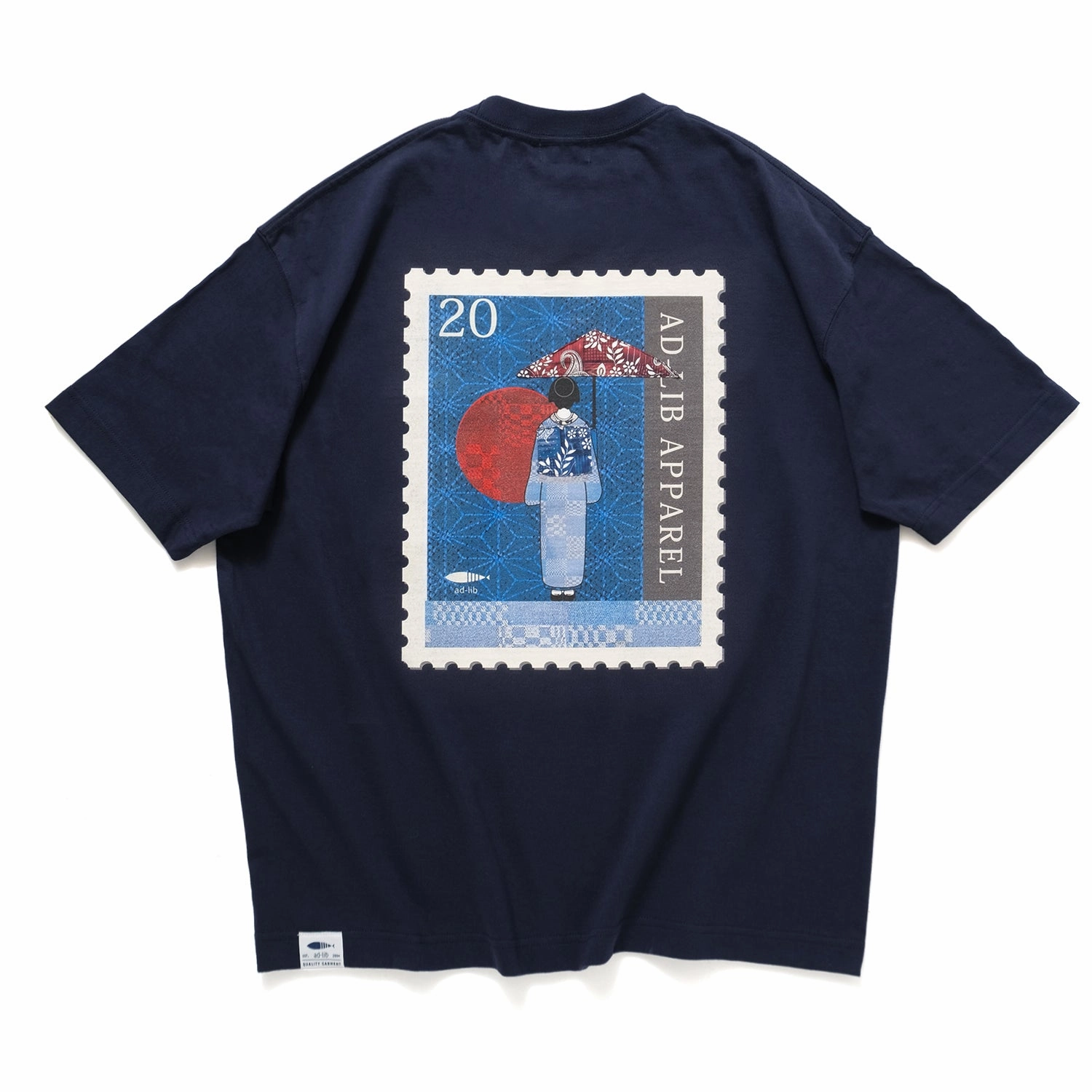 (ZT1551) Geisha Stamp Graphic Pocket Tee Smooth Neckline