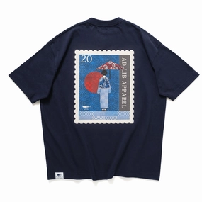 (ZT1551) Geisha Stamp Graphic Pocket Tee Soft and Light Wear Chic Wearable