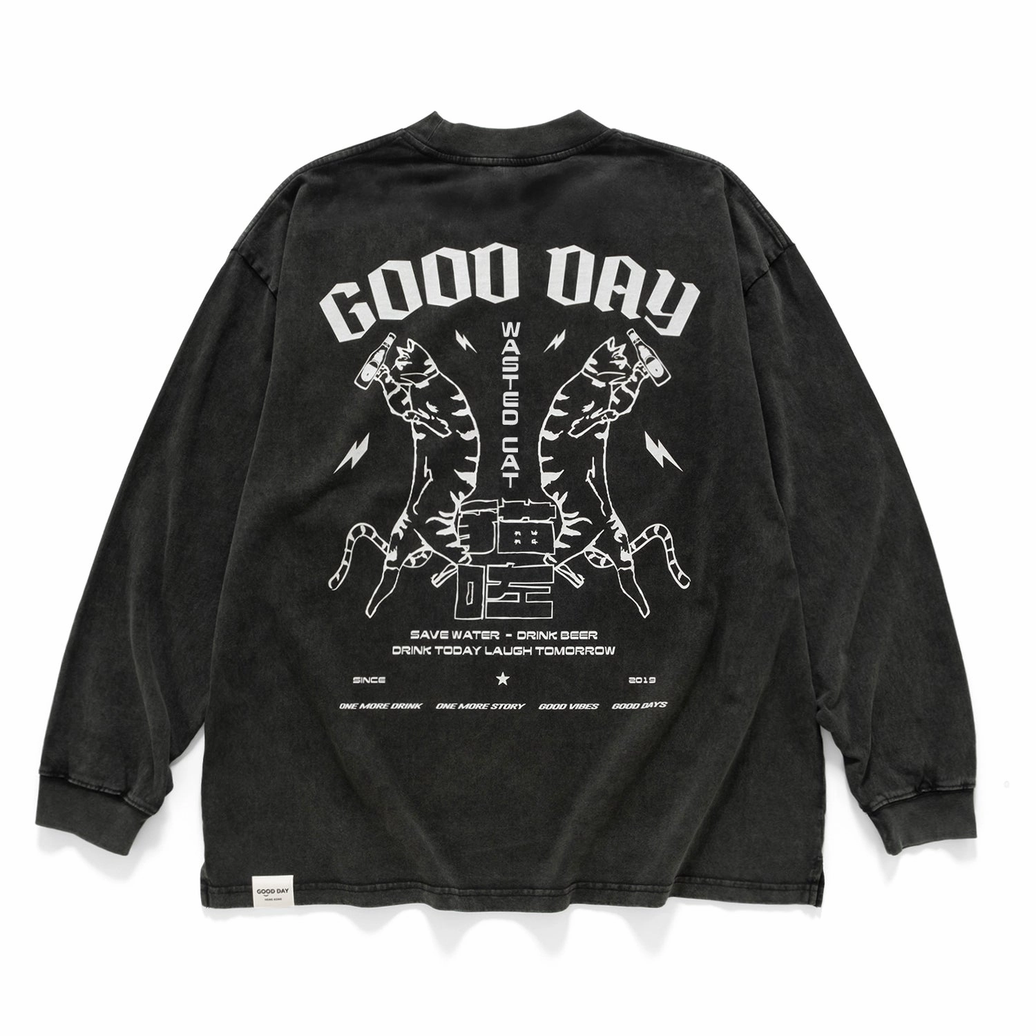 Quick Dry Technology Lightweight Comfort Wear (ZT1574) Wasted Cat Graphic Long Sleeve Tee