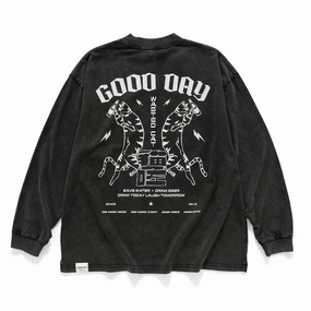 Casual Layer Wear Recycled Material (ZT1574) Wasted Cat Graphic Long Sleeve Tee