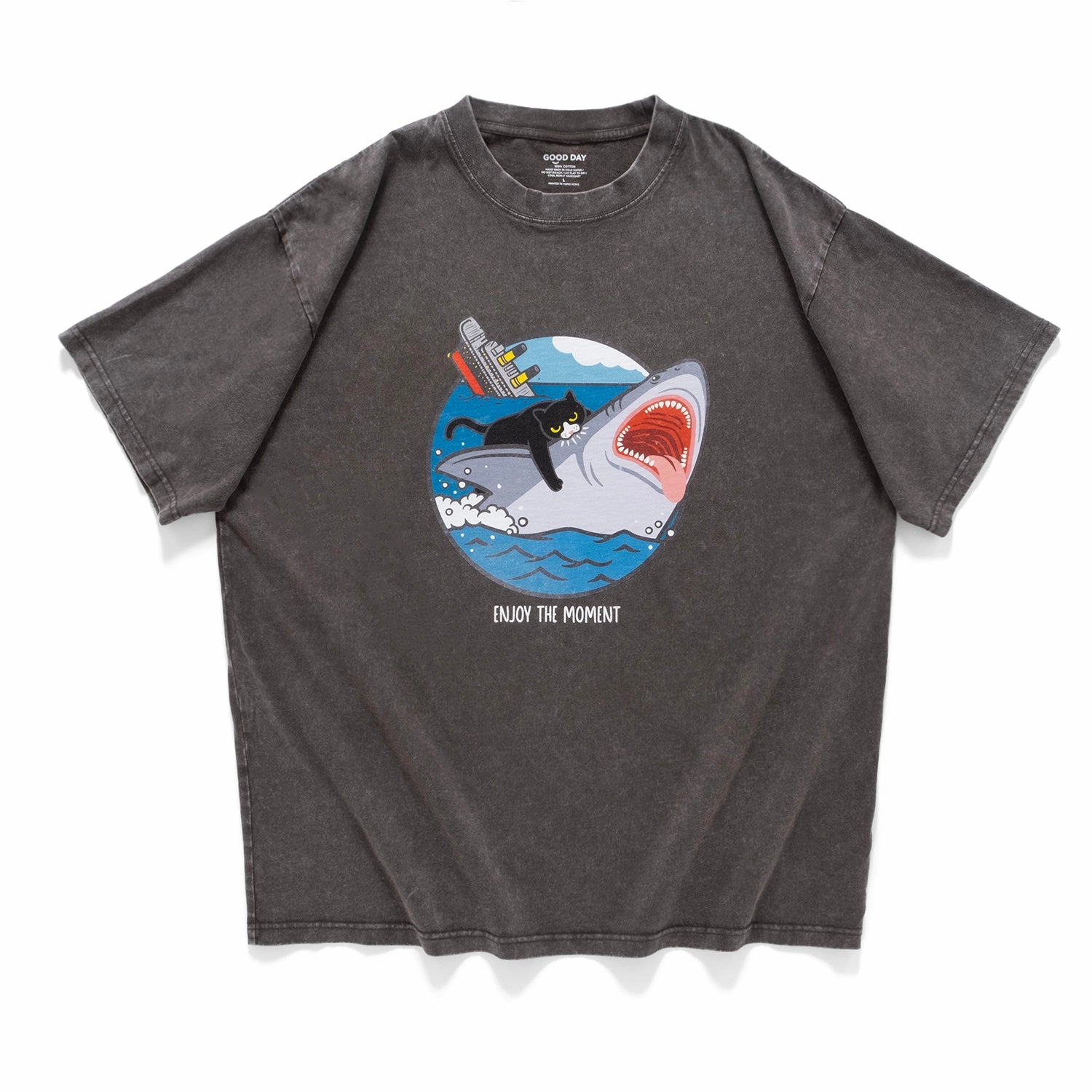 Adult sophistication (ZT1615) Enjoy the Moment Graphic Washed Tee