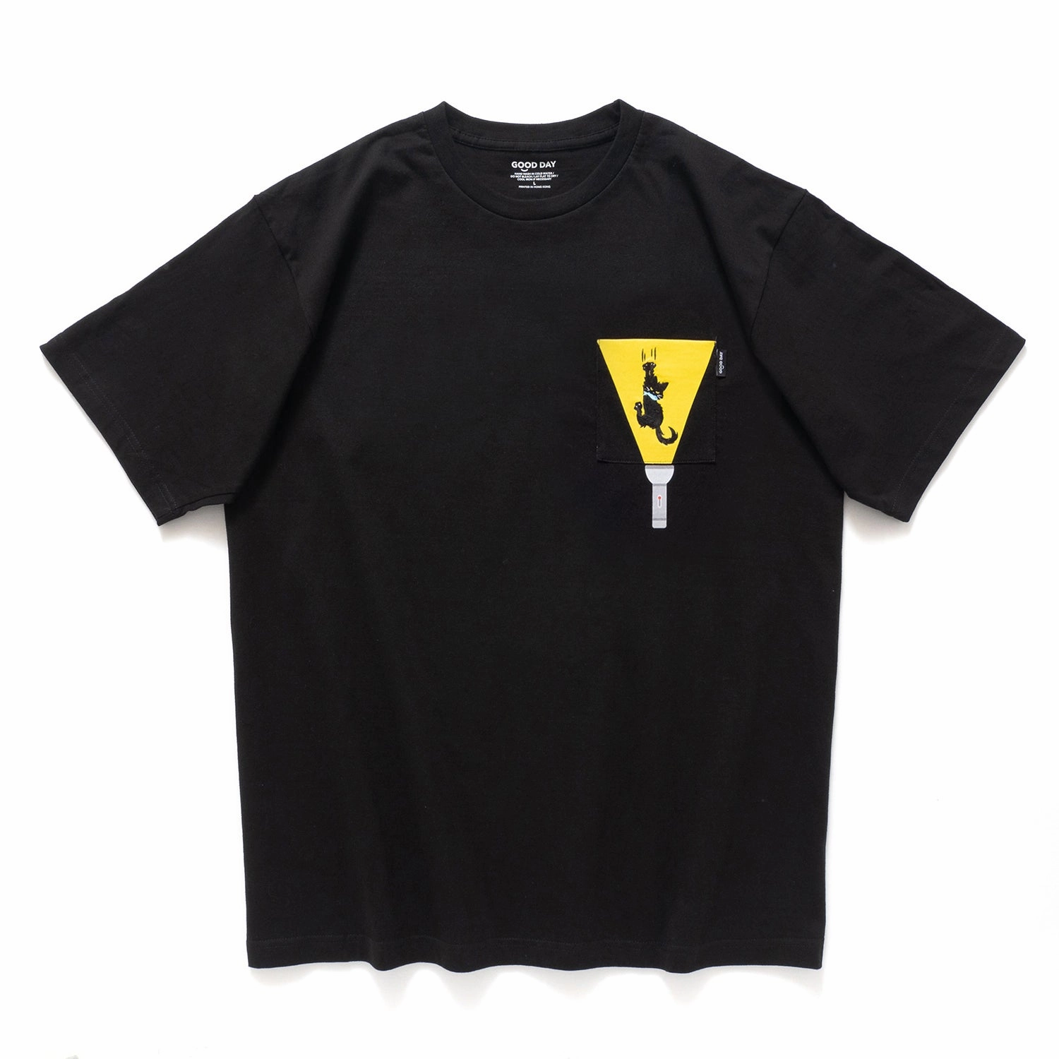 Customizable (ZT1618) Flashlight Cat Embroidery Pocket Tee