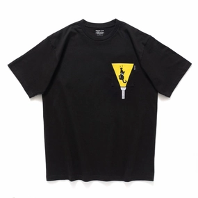 (ZT1618) Flashlight Cat Embroidery Pocket Tee Smart Casual