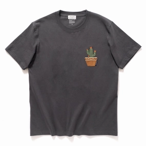 (ZT1666) Cactus Embroidery Tee Fade Resistant Dye Daily Favorite