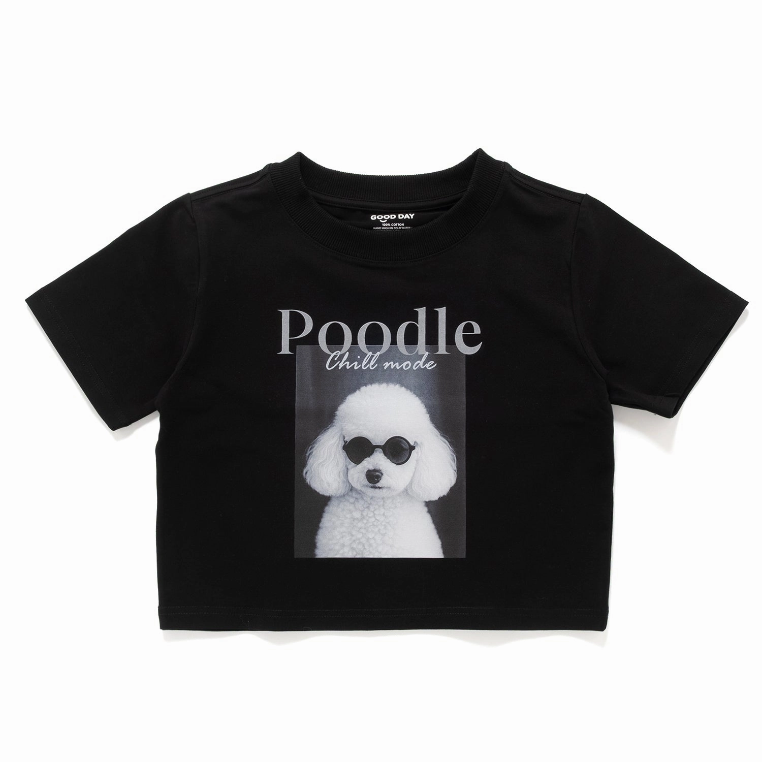 (ZT1743) Poodle Photoprint Cropped Tee No Shrink Fabric Timeless Look