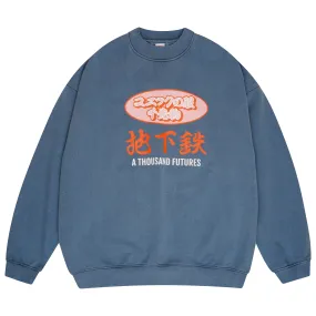 A Thousand Futures 'Subway' Vintage Washed Sweater - Petrol Winter Ready Layer