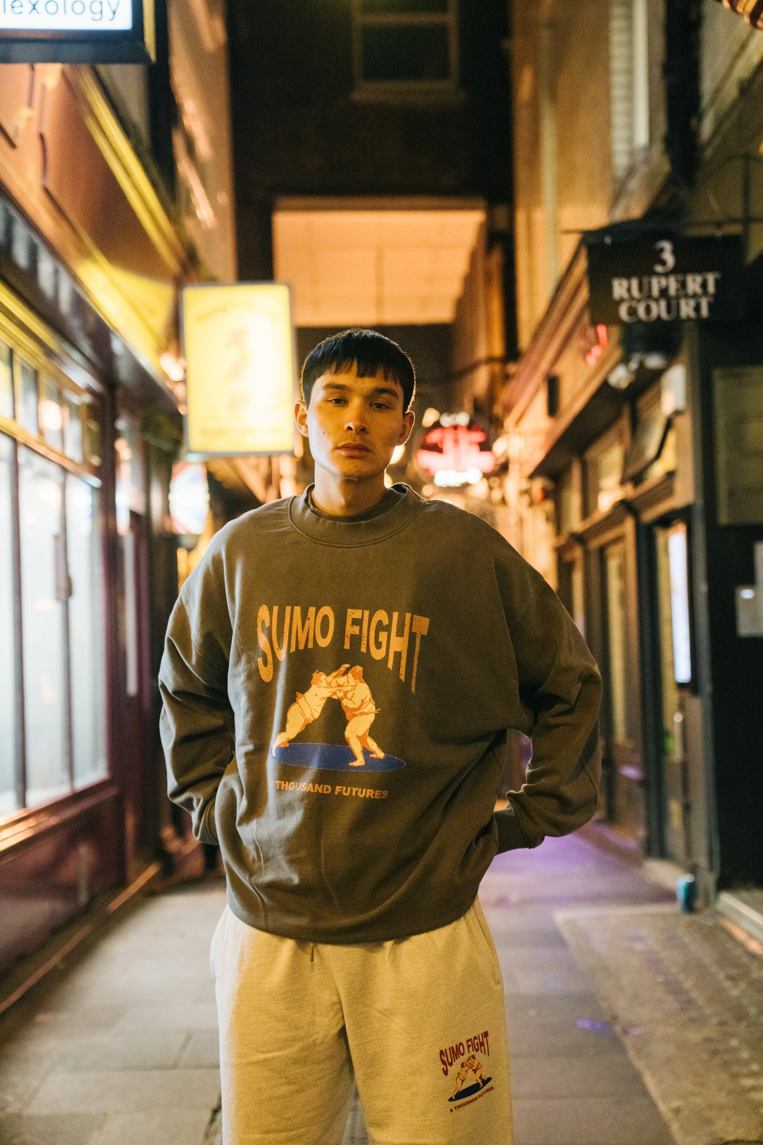 A Thousand Futures 'Sumo Fight' Vintage Washed Sweater - Charcoal Smart Wear