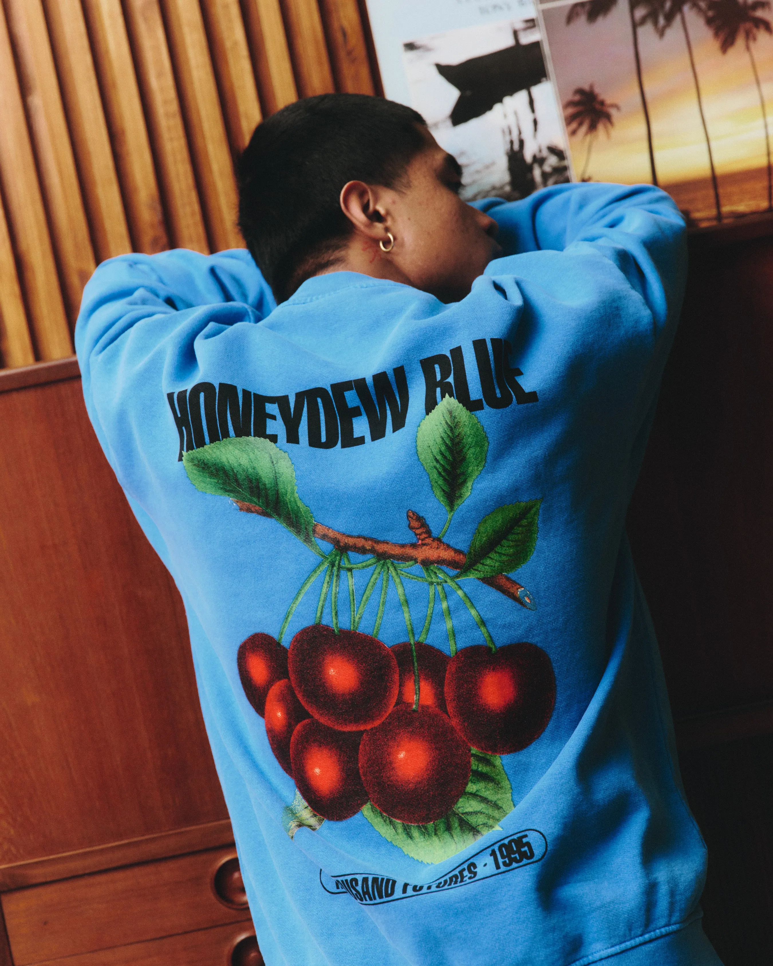 Wrinkle Resistant Knit A Thousand Futures x GK 'Honeydew Blue' Vintage Washed Sweater - Cobalt Blue