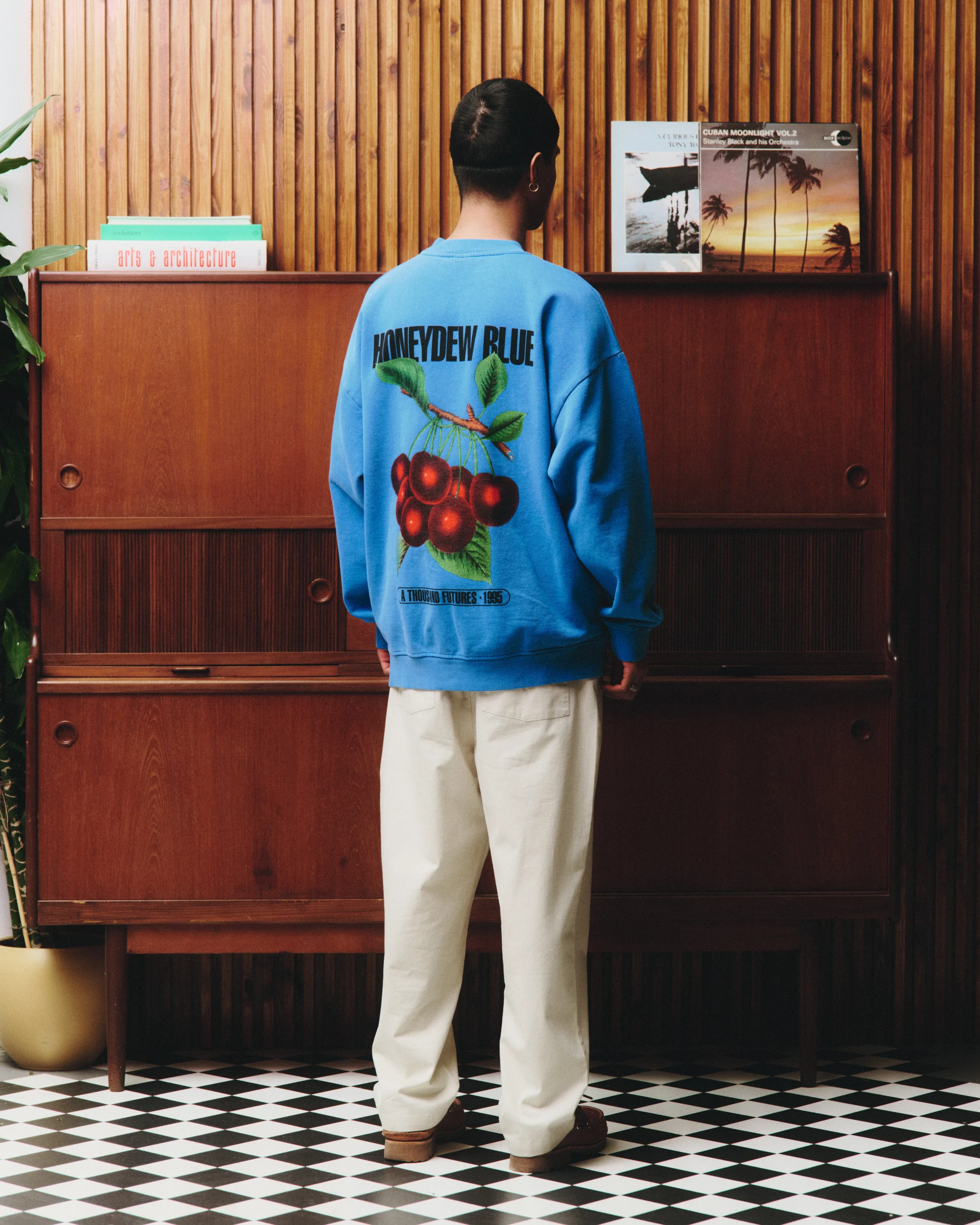 Flexible Fabric A Thousand Futures x GK 'Honeydew Blue' Vintage Washed Sweater - Cobalt Blue