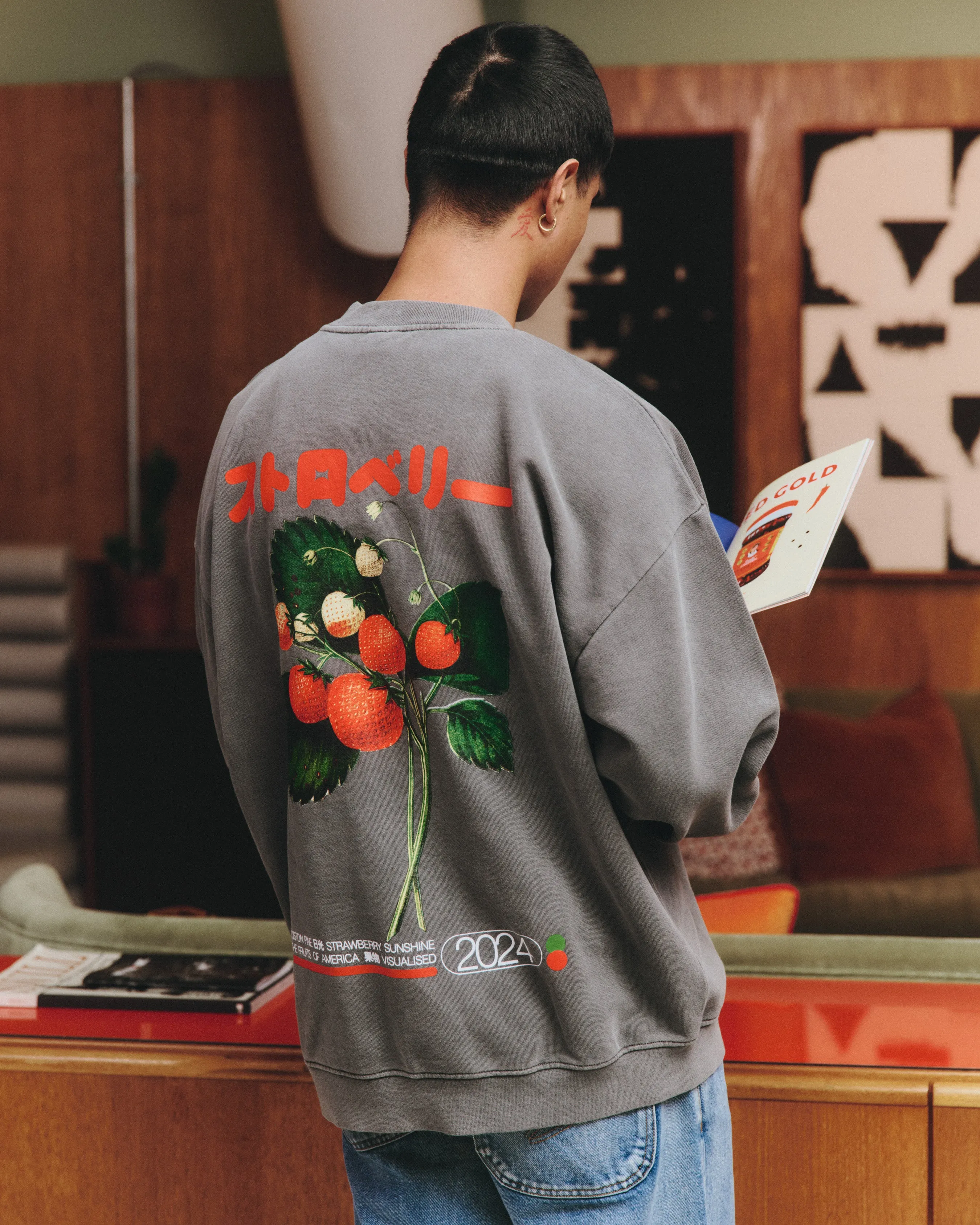 Essential Fashion Knit Perfection A Thousand Futures x GK 'Strawberry' Vintage Washed Sweater - Charcoal