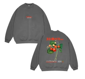 A Thousand Futures x GK 'Strawberry' Vintage Washed Sweater - Charcoal Natural Fiber Blend Odor Resistant Material