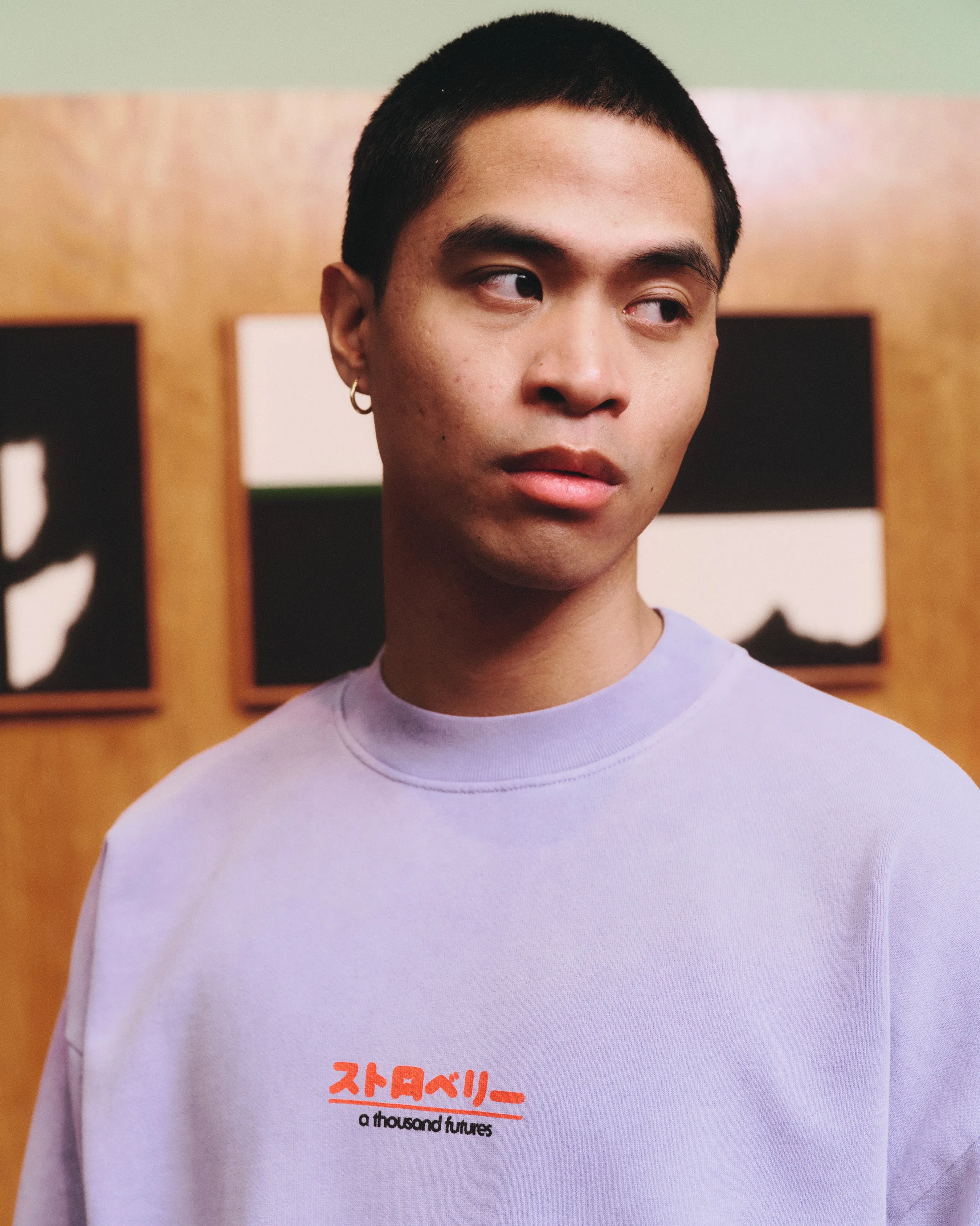 A Thousand Futures x GK 'Strawberry' Vintage Washed Sweater - Lilac Cold Day Outfit