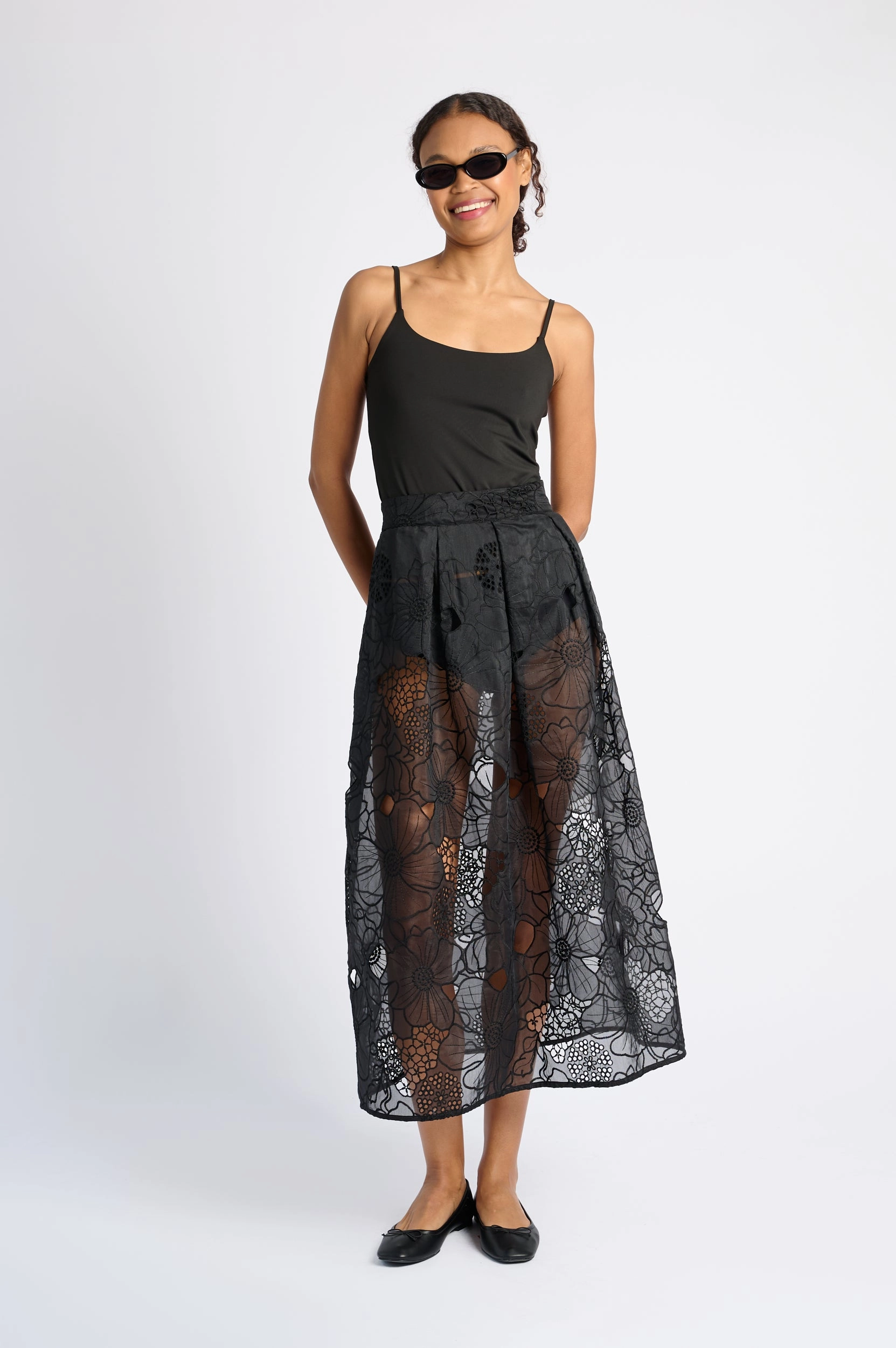 A Line Skirt in Embroidered Organza Craftsmanship Focus