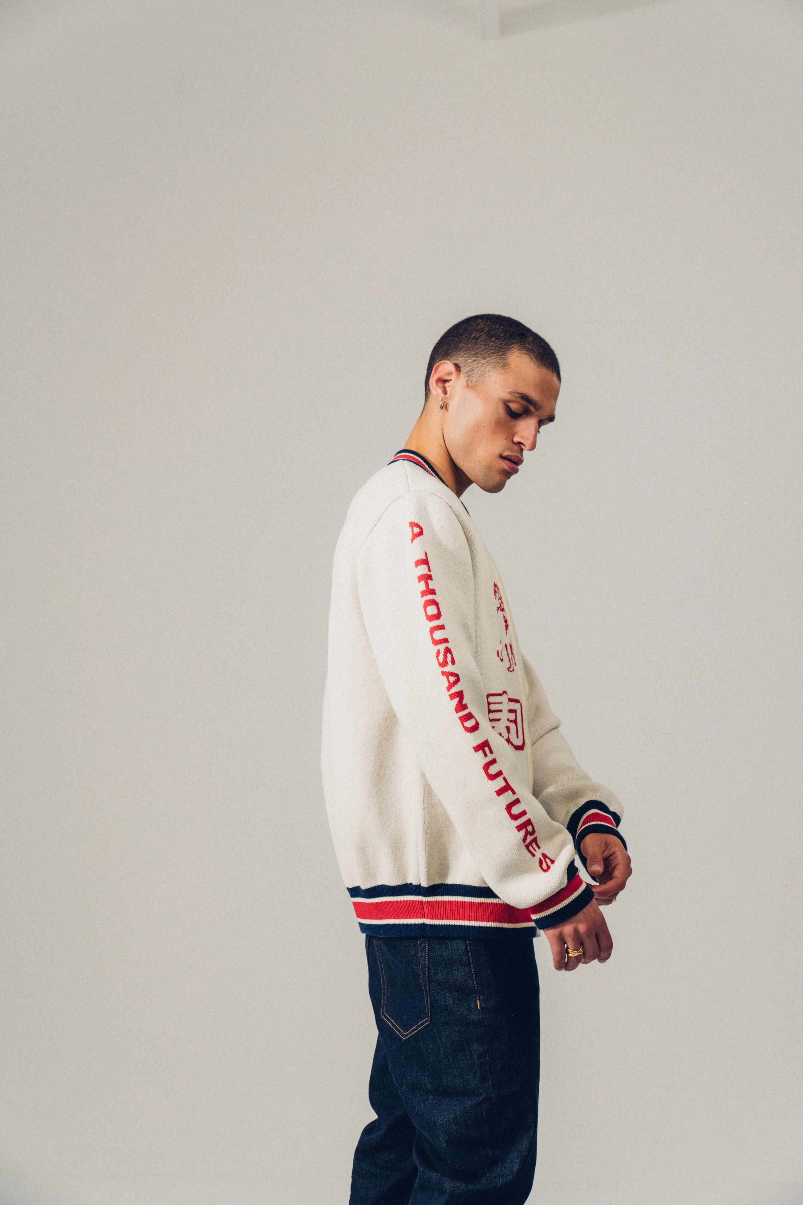AllDay Comfort Design A Thousand Futures 'Ritual' Knit Zip Bomber - Beige
